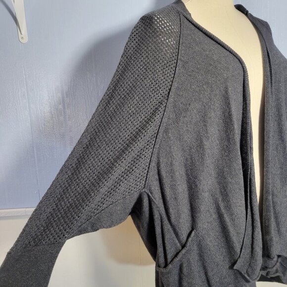 Democracy Medium Dark Gray Dolman Longsleeve Lightweight Open Cardigan Sweater - Picture 10 of 10
